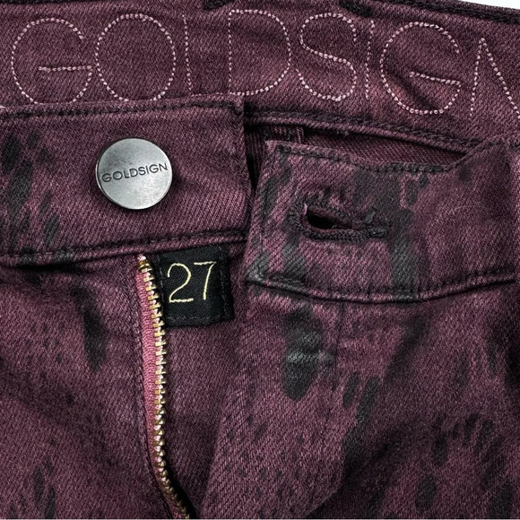 Goldsign Skinny Pants Jeans in Burgundy Animal Print. Size 27. Made in USA - Picture 4 of 15